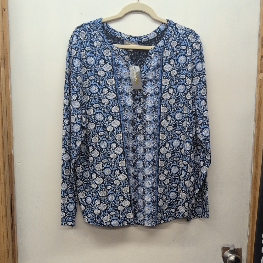 Style & Co. Blue Floral Blouse